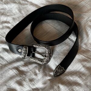 ASOS Black Belt with Silver Buckle